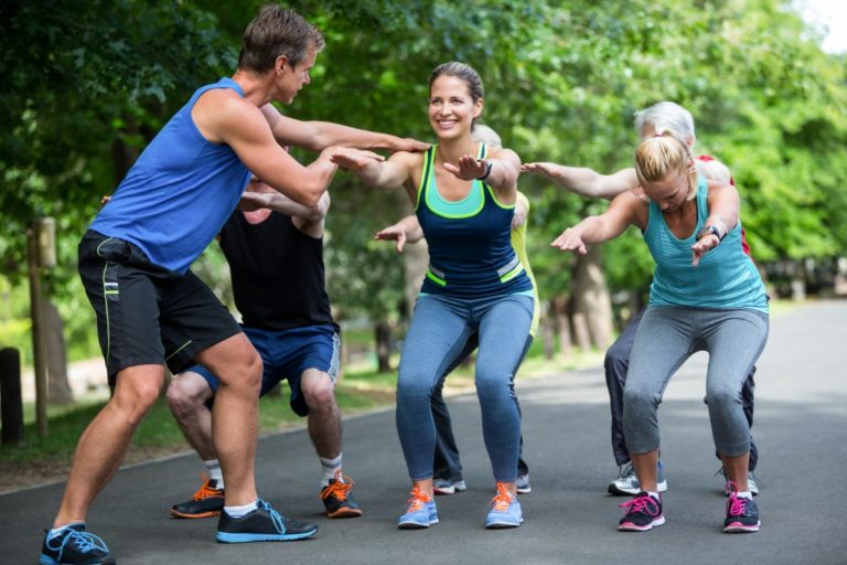 bunch of people working out