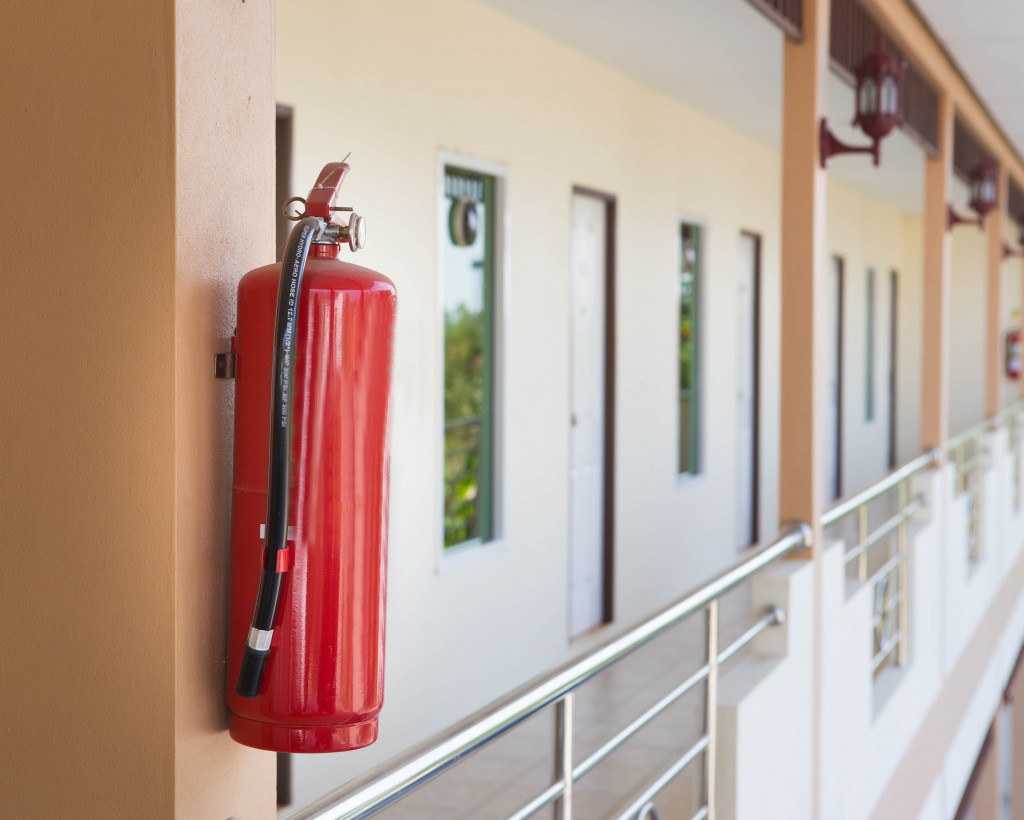 Fire extinguisher hanging on the wall