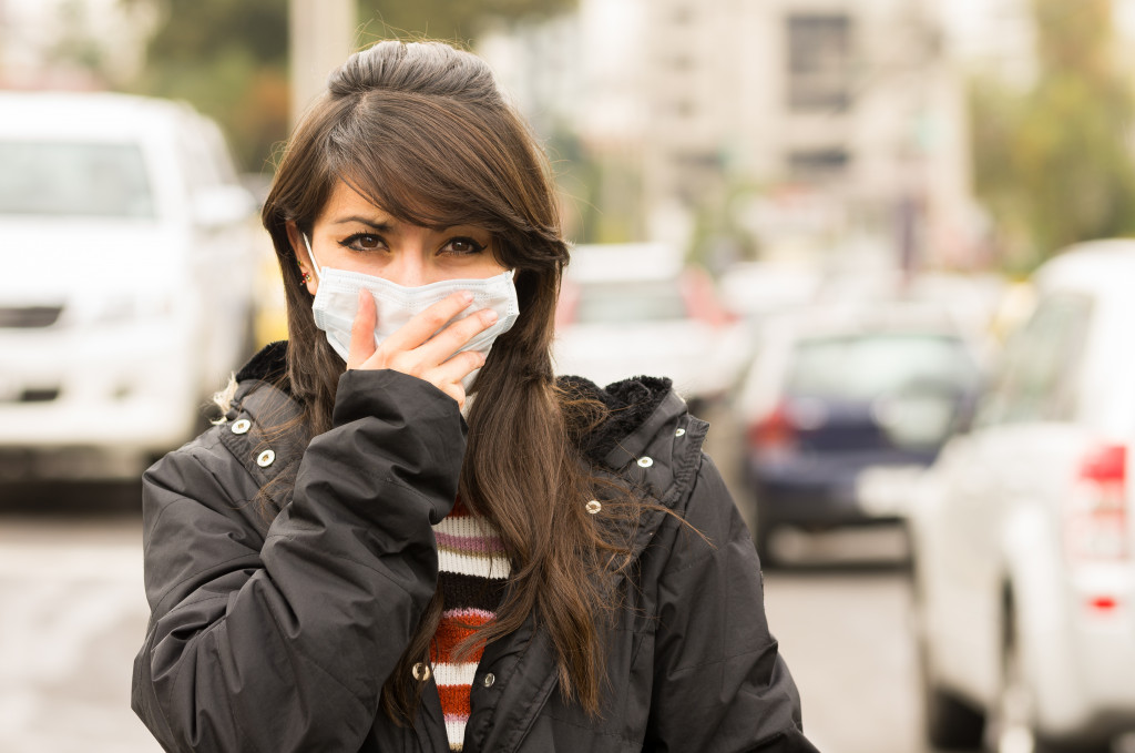 Female wearing a face mask