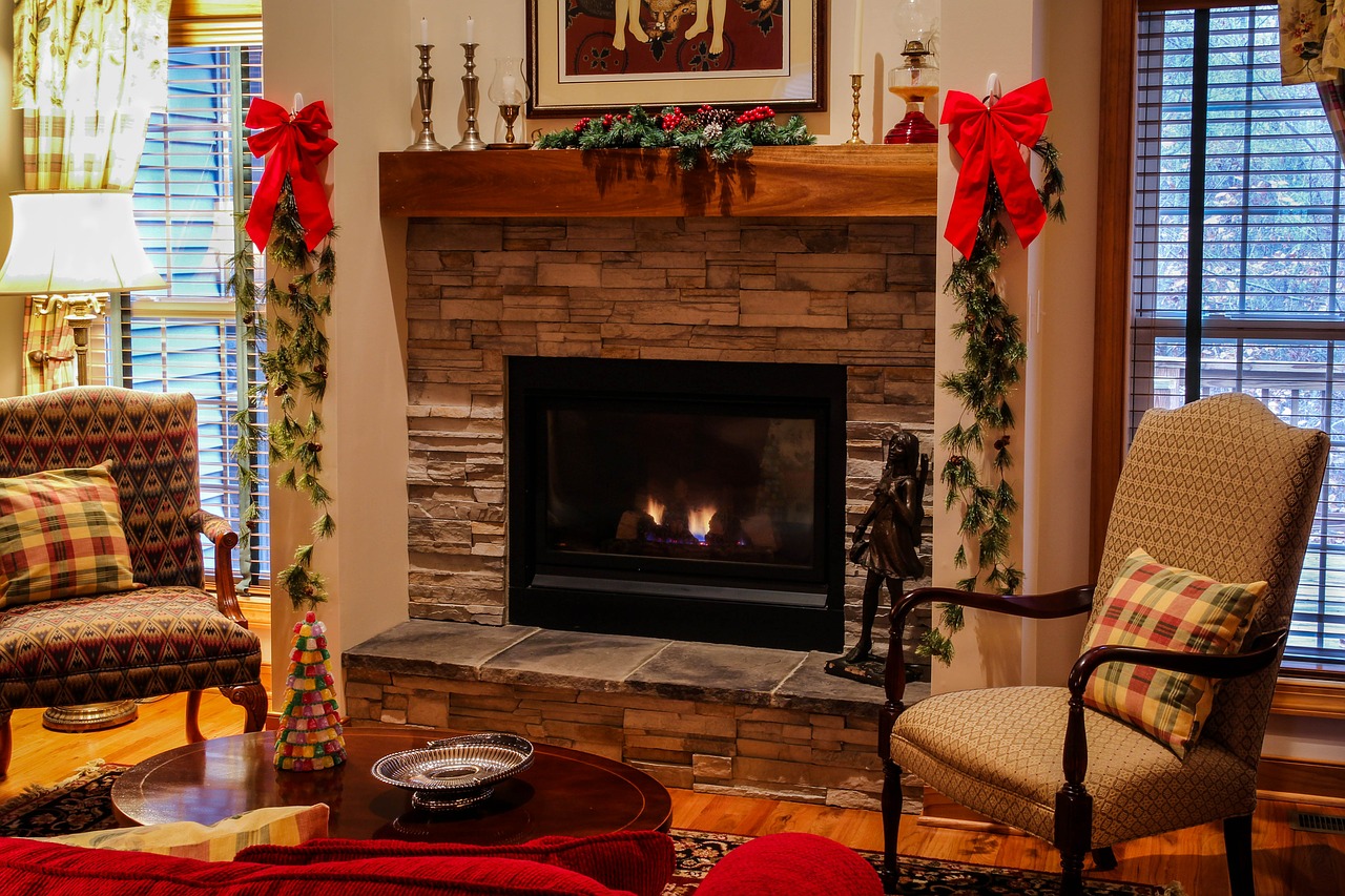 living room with fireplace