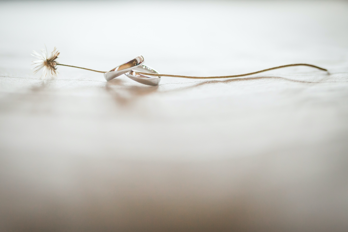 wedding rings on a flower