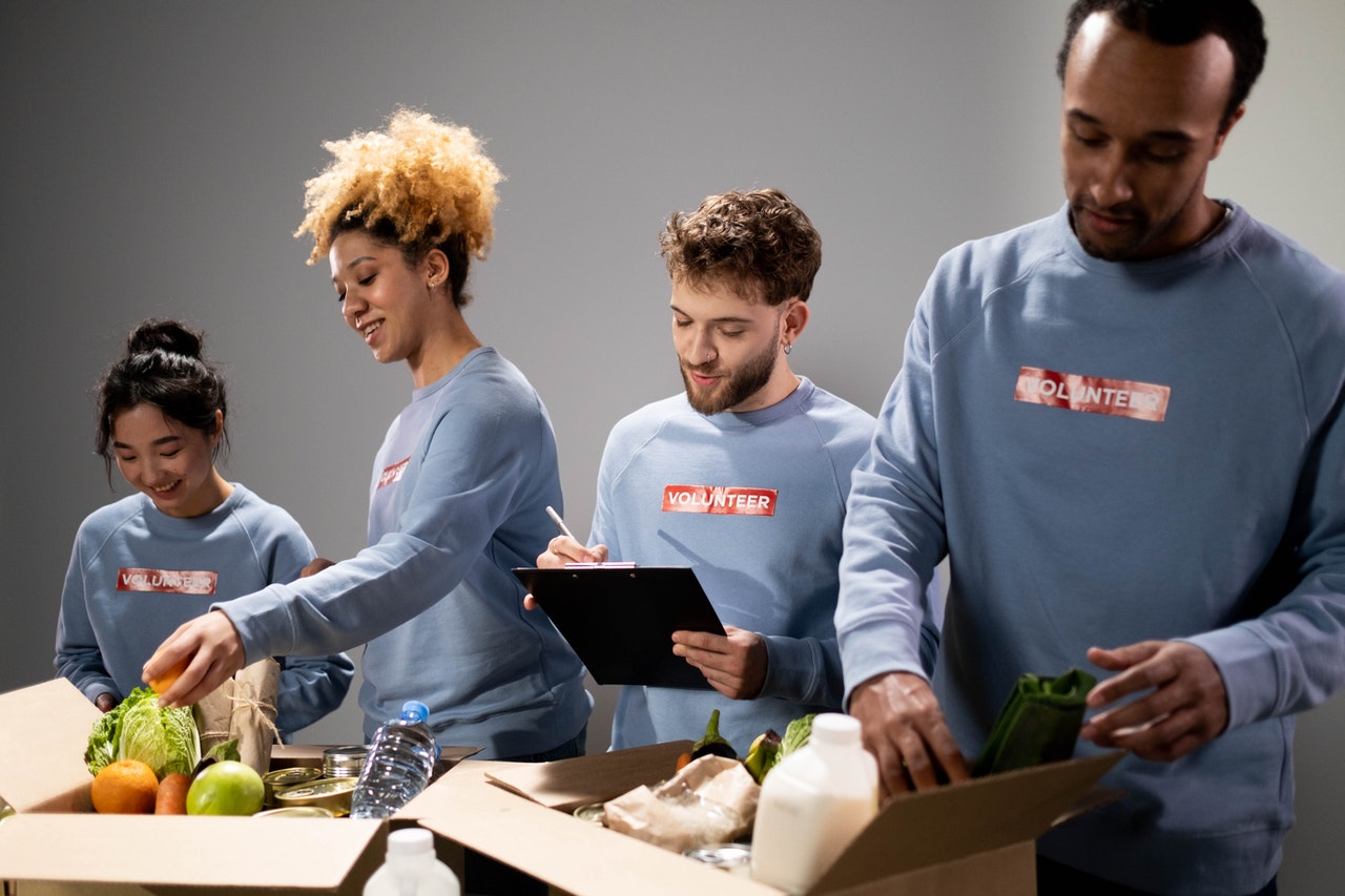 group of people doing volunteer work