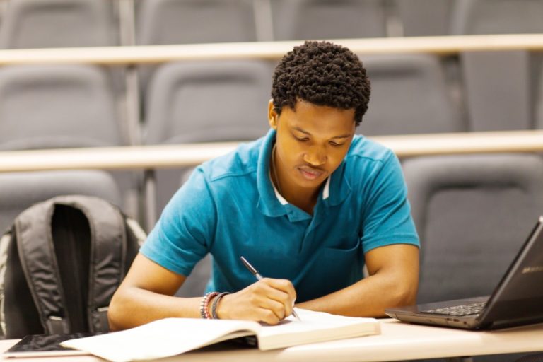 teenager studying