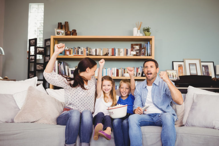 family cheering