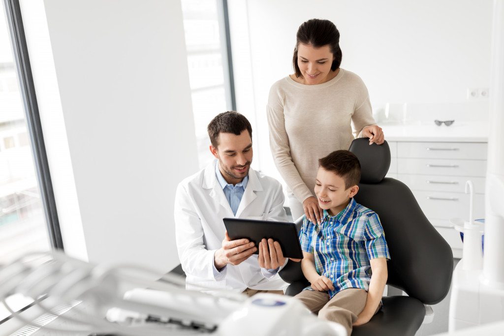 a little boy in a dental clinic