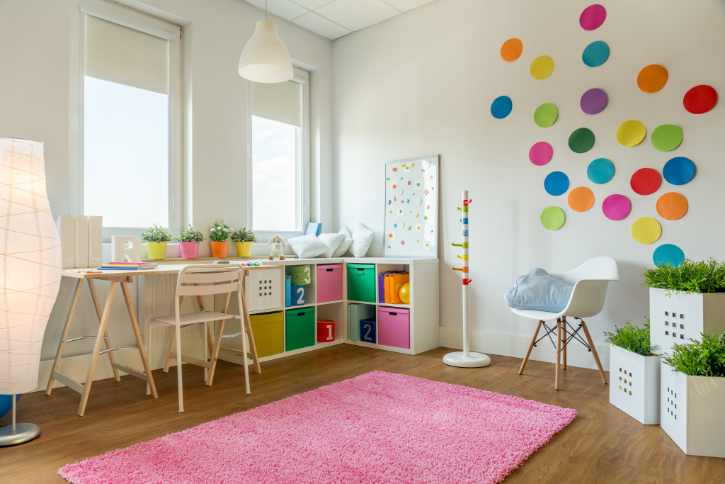 colorful unisex kids room or play area