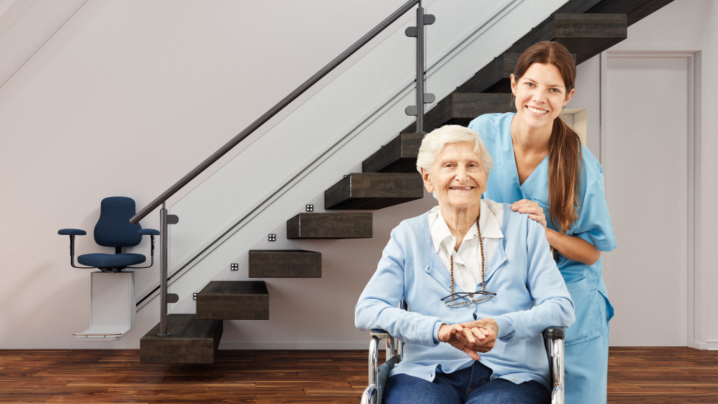 nurse caring for a senior at home