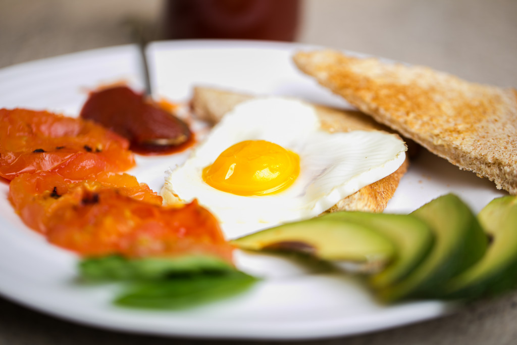 healthy breakfast with egg and avocados